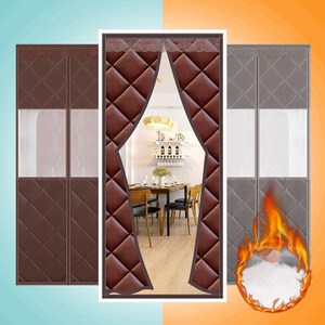 아띠꼴로 출입문 바람막이커튼 방풍 방한 우풍 외풍 차단커튼 문 양문형 방풍막, PU 브라운(소형), 1개