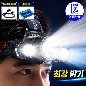 샘쿨 MAX 라이트 3구 LED 헤드랜턴 T6 초강력 야간 작업등 낚시 등산 해루질용, 1개, 다크블랙