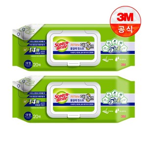 스카치브라이트 올뉴 더블액션 물걸레 청소포 20p, 2개