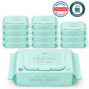 프랑프랑 플라스틱0% 화이트 비데 물티슈 60gsm(무향), 60g, 20매입, 12개