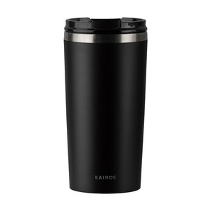 카이로스 클래식 베큠 보온 보냉 밀폐 스텐 빨대 텀블러, 1개, 470ml, 블랙