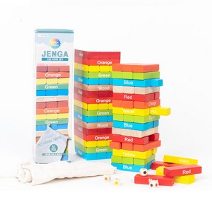 아이스타 원목 컬러 젠가 51pcs (정리.보관용파우치 포함) 보드게임, 1개