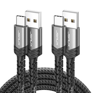 JSAUX USB A to C타입 고속 충전케이블 알루미늄 합금 케이블, 2개, 그레이, 3m