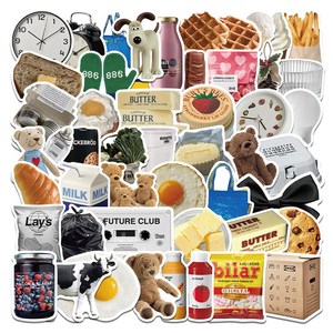 올리브파티 감성 캐리어 노트북 여행 방수 스티커 세트, 1세트, 버터브런치 50P