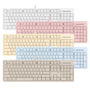 지클릭커 오피스프로 푸딩 RGB MOOD 1K 무한동시입력 유선 저소음 키보드, 퓨어 화이트, PK104, 키캡