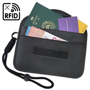 원해아 RFID차단 안티스키밍 여권파우치 + 스트랩, WHA102-A, 1세트