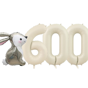 파파 파티 곰돌이 토끼 풍선 생일 파티 숫자 풍선 세트, 토끼 크림 600, 1세트