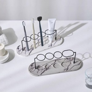 마힐스 규조토 트레이 칫솔 꽂이 걸이 치약 면도기 거치대 스탠드, 1개, 그레이