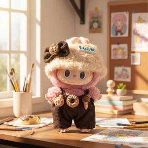 이노비즈 1~3세대 라부부 인형 옷 컬러 5종 세트 17CM 스트릿 힙합 컨트리 큐티 패션 꾸미기, 블랙 디저트, 1개
