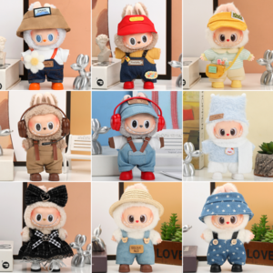 라부부 인형 옷 1~3세대 모음전(15cm~17cm/인형미포함)/팝마트 의상 악세서리 꾸미기 키링, 15.블랙헤드셋패션, 1개, 블랙