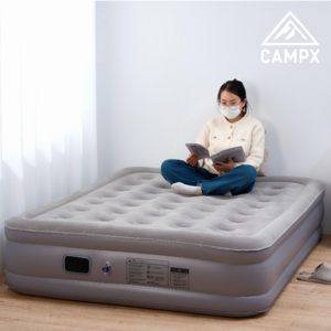 CAMPX 에어매트 캠핑매트 자충매트 야외 캠핑용 휴대용 매트리스 더블 펌프내장형, 그레이