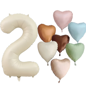 파파 파티 크림 하트 대형 숫자 기념일 생일 풍선 세트, 1세트, 크림 2 + 하트7종