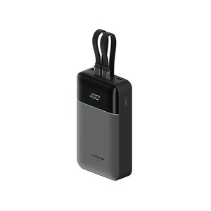 쿡테크 40W 20000mAh 대용량 듀얼 케이블 일체형 보조배터리 (C타입 라이트닝 케이블 ) MFi 공식 인증/ LED 전력 표시/갤럭시 S25/S26/아이폰17/16/15호환, 그레이, LPB200NL