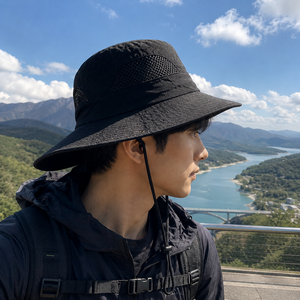 모던셀렉 시원통풍 바람고정 등산 모자, 블랙