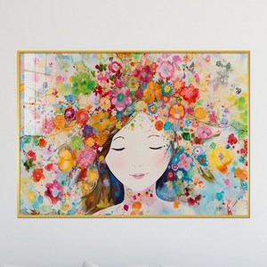 추상화 액자 꽃의 여인 인물 북유럽 감성 그림 인테리어, 14_꽃머리 여인 B_(알록달록)