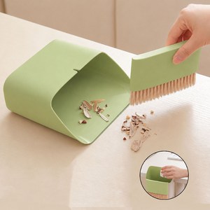 LXU 3in1 접이식 미니 빗자루 가루 틈새 청소솔 쓰레받기 세트 책상빗자루, 1개, 그린