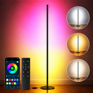RGB IC 장스탠드 플로어 스탠드 그라데이션 코너 무드등 인테리어 조명 앱 스마트제어 음악연동, 블랙