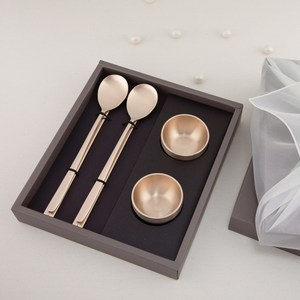명성유기 수저&술잔 2인 선물세트 답례품 명절선물 방짜, 1세트