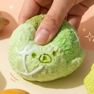 쫀득 수제 곰 말랑이 시리즈 버섯 무 키위 멜론 바나나 촉감 스퀴시 스트레스볼, 1개, 135g, 양배추 곰