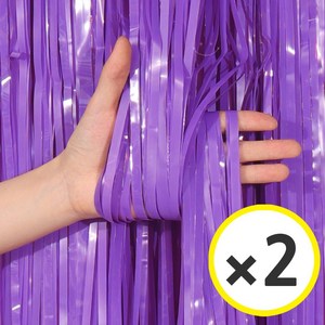 생일파티 용품 파티커튼 42컬러 홀로그램/새틴 무광/파스텔/샤이니 포토존 소품 은박 수술 가랜드 커튼 [에브리띵스마일], 파스텔 퍼플, 2개
