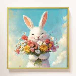 노아갤러리 인테리어 소품 행복 토끼 캔버스 예쁜 그림 액자, 행복토끼_01 (매트골드 알루미늄 액자)