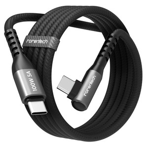 로랜텍 L자형 100W 5A C to C PD 초고속충전 케이블, 1.2m, 1개