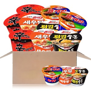 큰컵라면 신라면+새우탕+튀김우동+육개장큰사발x3개씩, 1박스
