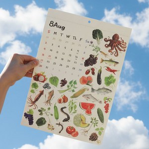 [2026년 제철 음식 달력 12개월] 낱장 감성 일러스트 캘린더 1년 카렌다 (2025년 아닙니다), 화이트톤, 1개