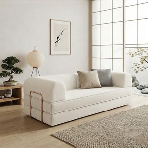 압축 소파 3인용 소파베드 접이식 콤팩트 패브릭 코듀로이 180cm, White 180cm