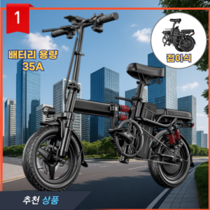 SBINO 전기자전거 접이식 전동자전거, 블랙, 스틸