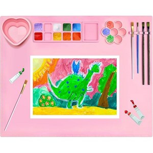 AMNCML 접이식 휴대용 미니 팔레트 핑크 미술 팔레트 수채화 물감용 간편 세척 재사용 가능 야외 스케치용 1개
