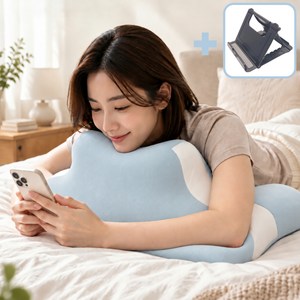 [엎드려 폰보기] 보르디 눕쉼 스마트폰베개 메모리폼 엎드려 자는 베개 다용도 등받이 다리쿠션, 1개, 클라우드 블루