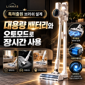 리하스 자동 흡입력 조절 무선 청소기, 화이트, S3