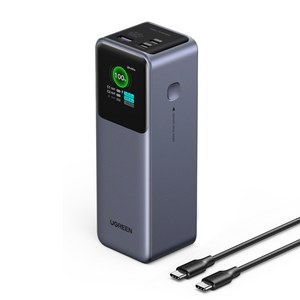 UGREEN 유그린 Nexode 200W 보조배터리 25000mAh 대용량 보조배터리고속충전 PD 3.1 고속 충전 3포트 보조베터리 240W C-타입 고속 충전 케이블 포함, 1개, Grey, PB722