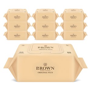 브라운 오리지널 플러스 아기물티슈 캡형, 55g, 80매, 10개
