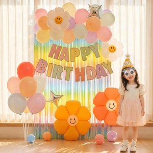 피앤비유니티 데이지 풍선구름형 생일세트, 03)데이지 풍선구름형-마카롱커튼