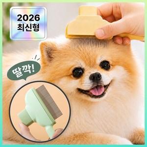 지엔드 원터치 안아픈 강아지 슬리커 빗 20x8.2cm, 1개, 옐로우