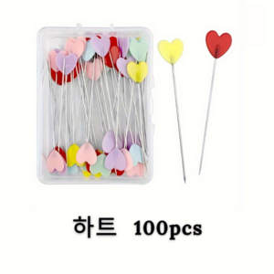 셀고 손잡이가 있어 잡기 편한 시침핀 100개들이, 하트, 1개, 혼합색상