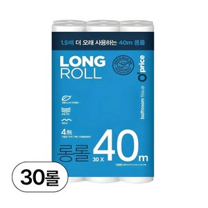 오프라이스 롱롤 3겹 화장지 40m, 30롤, 1개