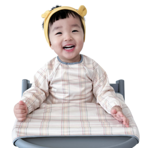 벨베이비 유아용 자기주도 긴팔 부분커버 이유식 턱받이, (리뉴얼)베이지 체크, 1개, 1개입