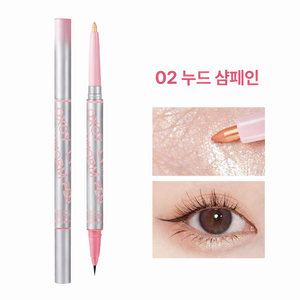 차차앤코 초간단 애교살 메이커 듀얼펜 자연스러운 눈밑 음영 하이라이트, 1개, 02# 누드 샴페인