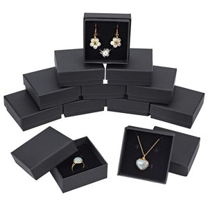 12개 쥬얼리 선물포장 상자 귀걸이 목걸이 반지 케이스 검정색 7.3x7.3x3cm, 검은색