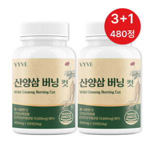 바이브 산양삼 버닝 컷 100% 정품 HACCP, 4개, 120정