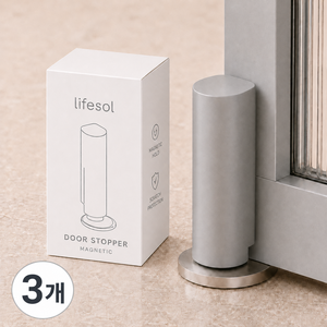 생활해소 초슬림 무타공 방문 자석 도어스토퍼, 그레이, 3개