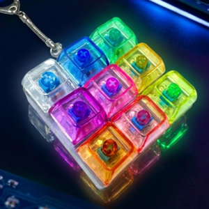 키캡 키보드 테트리스 키링 LED 9구 피젯 딸깍이, 1개, 투명