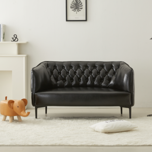 플로바움 모스카토 2인용 가죽 거실 소파 슬림 디자인, 블랙(SA2569)