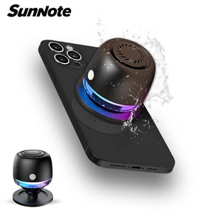 Sunnote 마그네틱 미니 블루투스 스피커 사운드팝 휴대용 블루투스 스피커 차량용 생활방수 RGB 조명 TWS 연결 블루투스 5.4, BLACK, BLACK