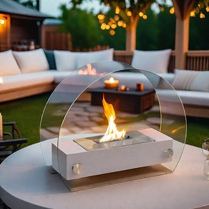 JHY DESIGN 불멍 미니화로 난로 불무드 직사각형 에탄올램프 28cm, 화이트, 1개