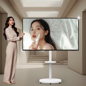 삼성 LG 50인치 55인치 65인치 75인치 호환 이동식TV거치대 무빙스탠드 받침대 티비거치대 삼탠바이미 스탠바이미 무빙스타일 대형TV, 화이트