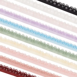 10개 나일론 탄력 레이스 테두리 리본 10가지 색상 주름 레이스 탄력 속옷 봉제 장식 공예 DIY 13mm, 혼합 색